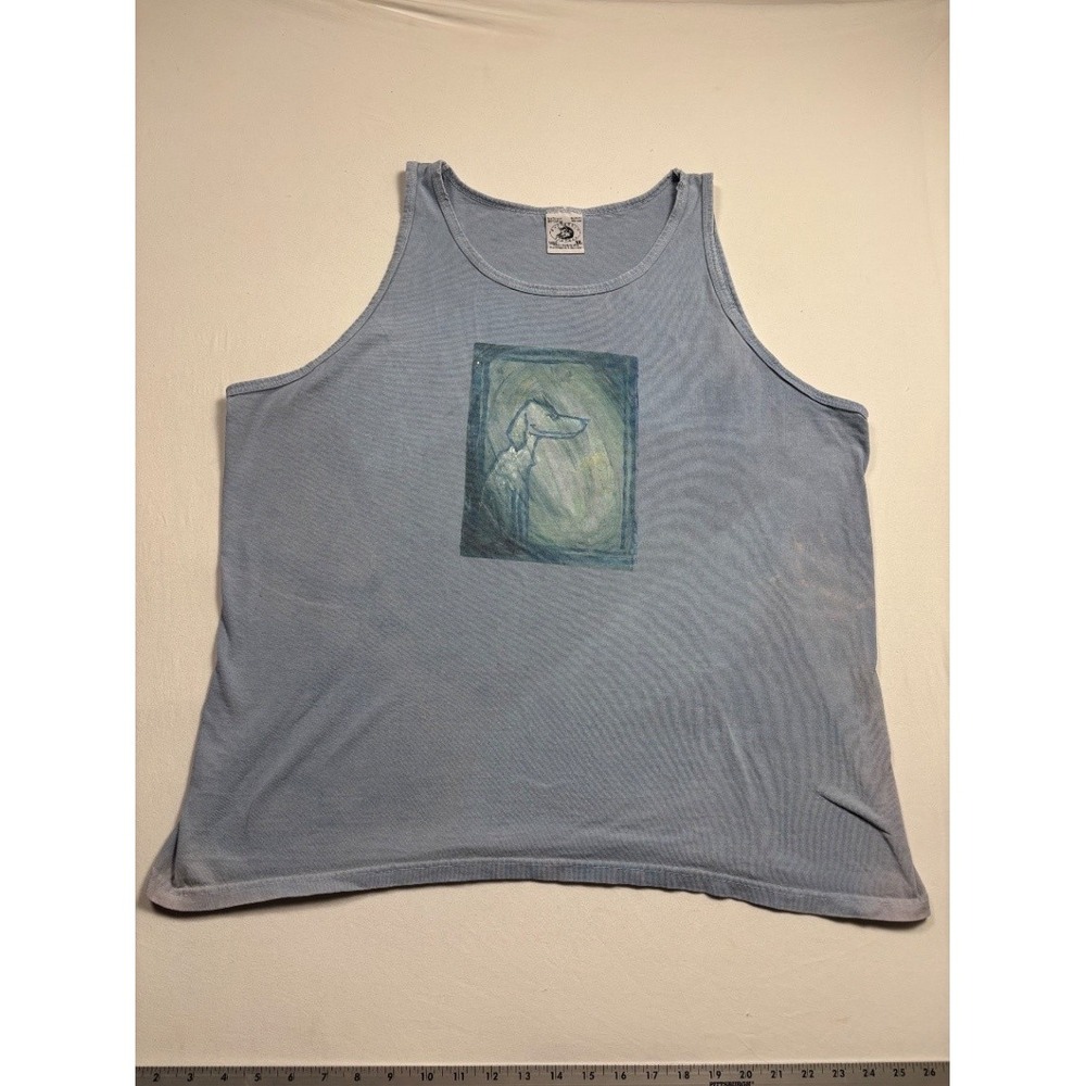 Authentic Pigment Anvil Mens Gray Graphic Tank Top Dog Yeah Yeah XL Small Fit